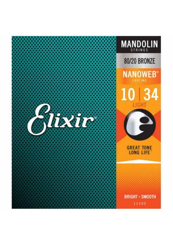 Elixir Juego Cuerdas Mandolina Nanoweb 11500 (10-34)