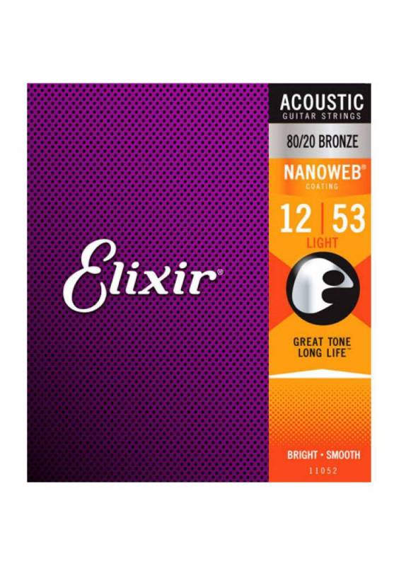 Elixir Juego Cuerdas Guitarra Acústica Nanoweb 11052 (12-53)